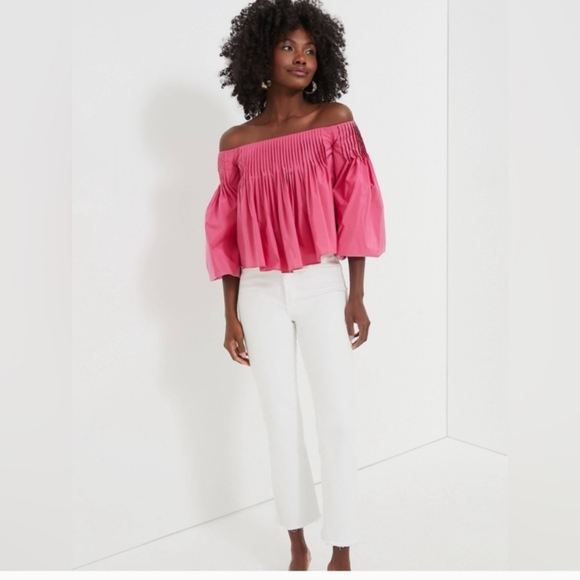 Hyacinth House by Tuckernuck Bright Pink Pleated Portia Top Size XL NWT! - Picture 2 of 12